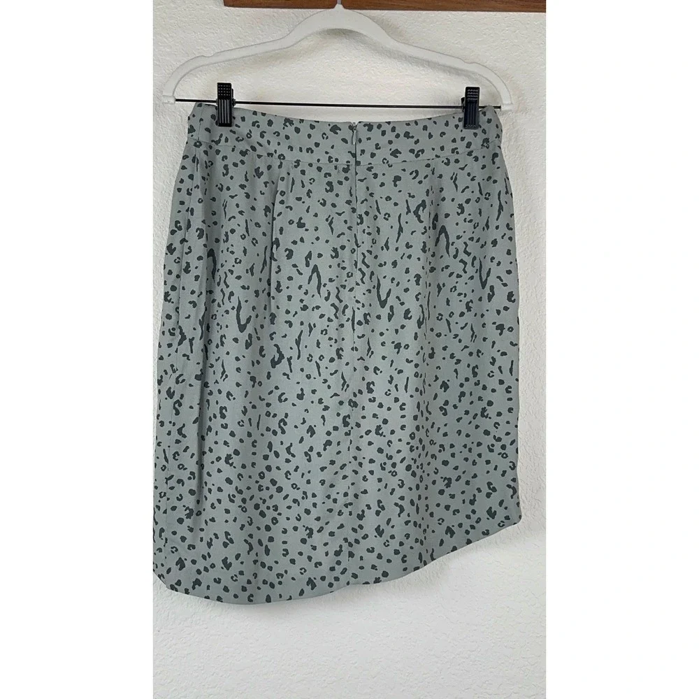 Michael Stars Faux Wrap Tulip Skirt S Sage Green Animal Print High Low Mini‎